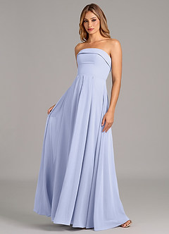 Azazie Lucienne 신부 들러리 드레스 인어 스트랩리스 쉬폰 바닥 길이 드레스 image1