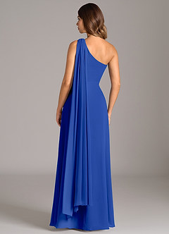 Azazie Tella Bridesmaid Dresses Royal Blue A-Line One Shoulder Chiffon Dress image6