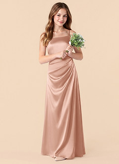 Azazie Renna Junior Robe Sirène en Satin extensible Plissée Or Rose image3