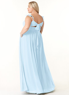 Azazie Metz Bridesmaid Dresses Sky Blue A-Line Sweetheart Ruched Chiffon Dress image10
