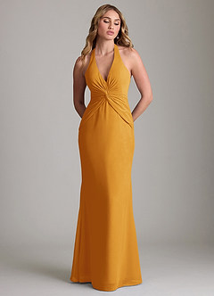 Azazie Valerie Bridesmaid Dresses Butterscotch Mermaid Pleated Chiffon Dress image3