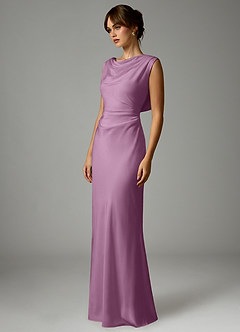 Azazie Kieryn Robes de demoiselle d'honneur Robe Sirène en Satin extensible Plissée Glycine image3