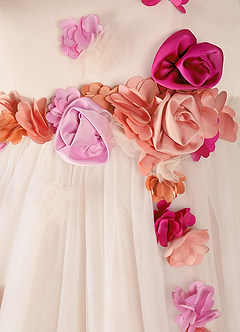 Barbie ♥ Azazie Robe Demoiselle D'honneur Fillette Robe Trapèze en Tulle Sans manches Barbie Multicolore Rose image12