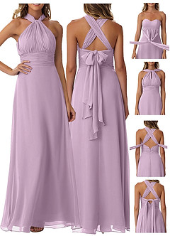 Azazie Fifi Vestidos de damas de honor Vestido de Glicinia de Gasa de Corte en A Convertible con Sin tirantes image9
