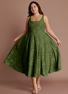 Amalie Olive A-line Midi Dress image3