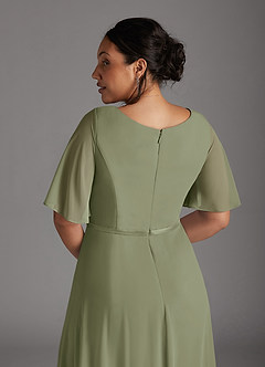 Azazie Tricia Mother of the Bride Dresses Pistachio A-Line V-Neck Pleated Chiffon Dress image12