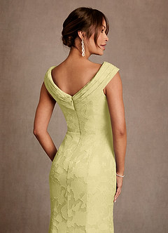 Azazie Keith Mother of the Bride Dresses Lemon Sorbet Sheath Pleated Floral Burnout Dress image5