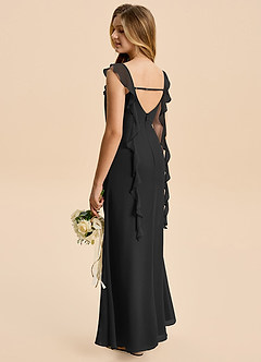 Azazie Cindy Junior Black A-Line Ruched Chiffon Dress image2