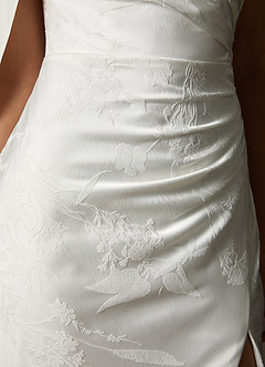 Azazie Misty Wedding Dresses Diamond White Sheath One Shoulder Floral Jacquard Dress image8