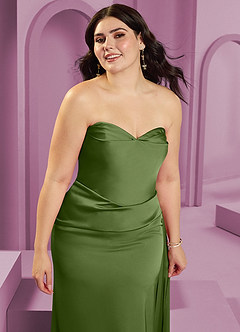 Barbie ♥ Azazie Robes de demoiselle d'honneur Robe Fourreau Convertible en Satin extensible Sans bretelle Genévrier image15