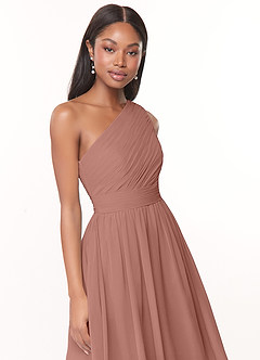 Azazie Katrina Bridesmaid Dresses Cedar Rose A-Line One Shoulder Chiffon Dress image5