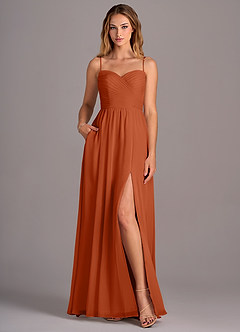 Azazie Joni Bridesmaid Dresses Burnt Orange A-Line Strapless Chiffon Convertible Dress image4