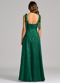 Azazie Debra 신부 들러리 드레스 A라인 포켓이 있는 플로럴 번아웃 바닥 길이 드레스 image6