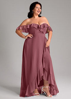 Azazie Lyra Bridesmaid Dresses Desert Rose A-Line Chiffon Convertible Dress image14