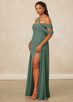 Christian Siriano Bridal for Azazie 1014 Bridesmaid Dresses Eucalyptus A-Line Off the Shoulder Chiffon Dress image14