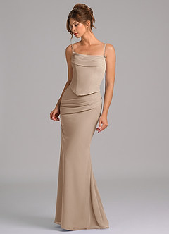 Azazie Sorrel Bridesmaid Dresses Taupe Mermaid Corset Chiffon Dress image6