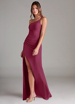 Azazie Eren Jurken voor bruidsmeisjes Jurk van Chiffon met Kolom One-Shoulder Moerbei image5