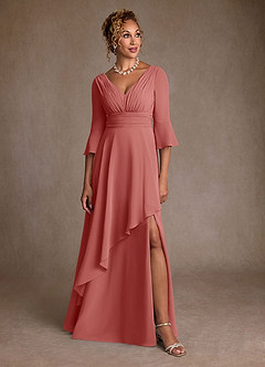 Azazie Eire Abiti per la Madre della Sposa Abito A-Line in Chiffon Plissettato Rosa Antica image4