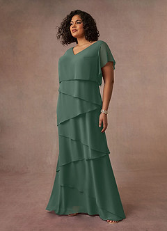 Azazie OHara Mother of the Bride Dresses Sea Moss A-Line V-Neck Chiffon Dress image13