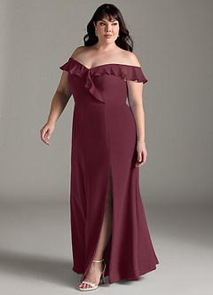 Azazie Sophie Vestidos de damas de honor Vestido de Cabernet de Gasa de Corte en A Convertible con Vestidos sin tirantes image8