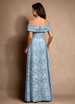 Azazie New Britain Mother of the Bride Dresses Sky Blue A-Line Pleated Floral Burnout Dress image3