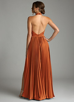 Azazie Zienna 신부 들러리 드레스 A라인 주름진 스트레치 새틴 바닥 길이 드레스 image2