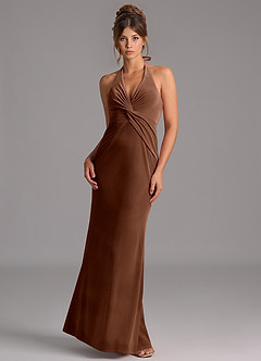 Azazie Valerie Bridesmaid Dresses Umber Mermaid Velvet Dress image4