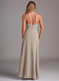 Azazie Bailey Brautjungfernkleider A-Linie Halter Seitenschlitz Chiffon Kleid Frost image2