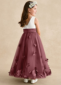 Azazie Vi Flower Girl Dresses Desert Rose A-Line Sleeveless Tulle Dress image4
