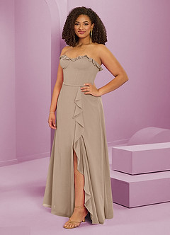 Barbie ♥ Azazie Bridesmaid Dresses Taupe A-Line Sweetheart Neckline Chiffon Dress image11