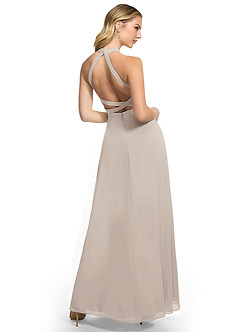 Azazie Clarice Abiti da Damigella Abito A-Line in Chiffon con Scollo Halter Gelo image4