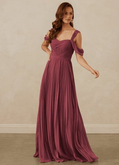 Christian Siriano Bridal for Azazie 1013 Bridesmaid Dresses Merlot A-Line Off the Shoulder Chiffon Dress image7