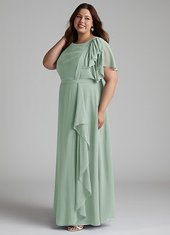 Azazie Aaliyah Modest Bridesmaid Dresses A-Line Scoop Pleated Chiffon Floor-Length Dress image7