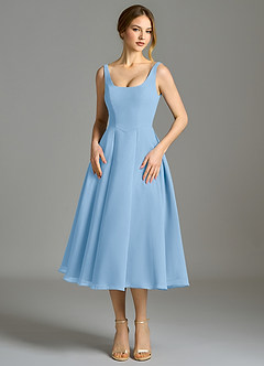 Azazie Amalie Bridesmaid Dresses Powder Blue A-Line Pleated Chiffon Dress image4