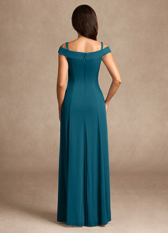 Azazie Ewa Mother of the Bride Dresses Ink Blue A-Line Off the Shoulder Mesh Dress image8