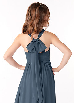 Azazie Jaylah Junior Neptune A-Line Ruched Chiffon Dress image4