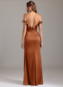Azazie Callie Bridesmaid Dresses Copper A-Line Ruched Stretch Satin Convertible Dress image7