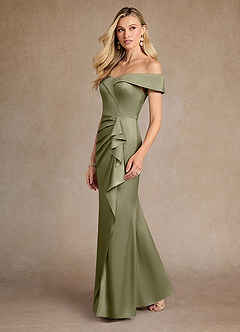 Azazie Laredo vestidos de madre de la novia Vestido de Pistacho de Satén Elástico de Corte Sirena con Vestidos sin tirantes image5
