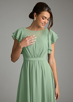 Azazie Daphne Modest Bridesmaid Dresses A-Line Ruffled Chiffon Floor-Length Dress image5