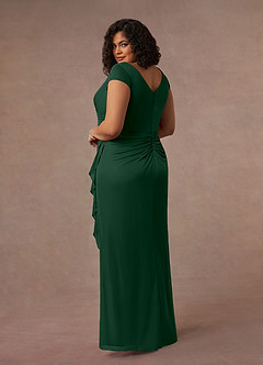 Azazie Roya Mother of the Bride Dresses Dark Green Mermaid V-Neck Pleated Mesh Dress image9