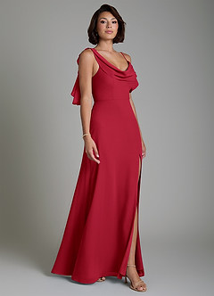 Azazie Jayden Bridesmaid Dresses Scarlet A-Line Side Slit Chiffon Dress image5