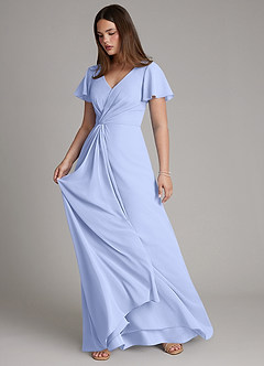 Azazie Kaya Schlussverkauf Eine Linie Plissee Chiffon Kleid Eis image6