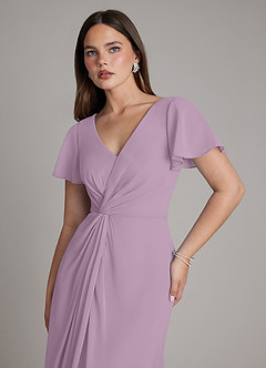 Azazie Kaya Robes de demoiselle d'honneur Robe Trapèze en Mousseline de soie Plissé Glycine image3