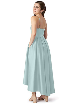 Azazie Jemima Junior Mist A-Line with Pockets Stretch Satin Dress image5