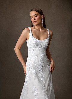 Azazie Rosalie Wedding Dresses Diamond White A-Line Lace Dress image3