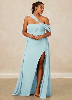 Christian Siriano Bridal for Azazie 1014 Bridesmaid Dresses Sea Glass A-Line Off the Shoulder Chiffon Dress image13