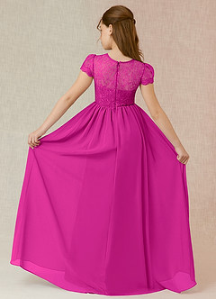 Azazie Delevingne Junior Jurk van Chiffon met A-Lijn Kant Fuchsia image2