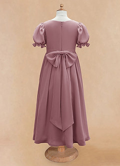 Azazie Joss Abiti da Ragazza di Fiori Abito A-Line in Chiffon Con Maniche Vintage Malva image6