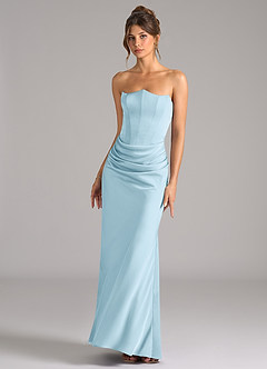 Azazie Debby Bridesmaid Dresses Sky Blue Mermaid Strapless Stretch Satin Convertible Dress image4