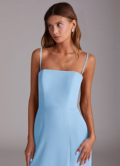 Azazie Wren Vestidos de madrinha de casamento Vestido Pó Azul de Chiffon de Linha A com Sem alças image2